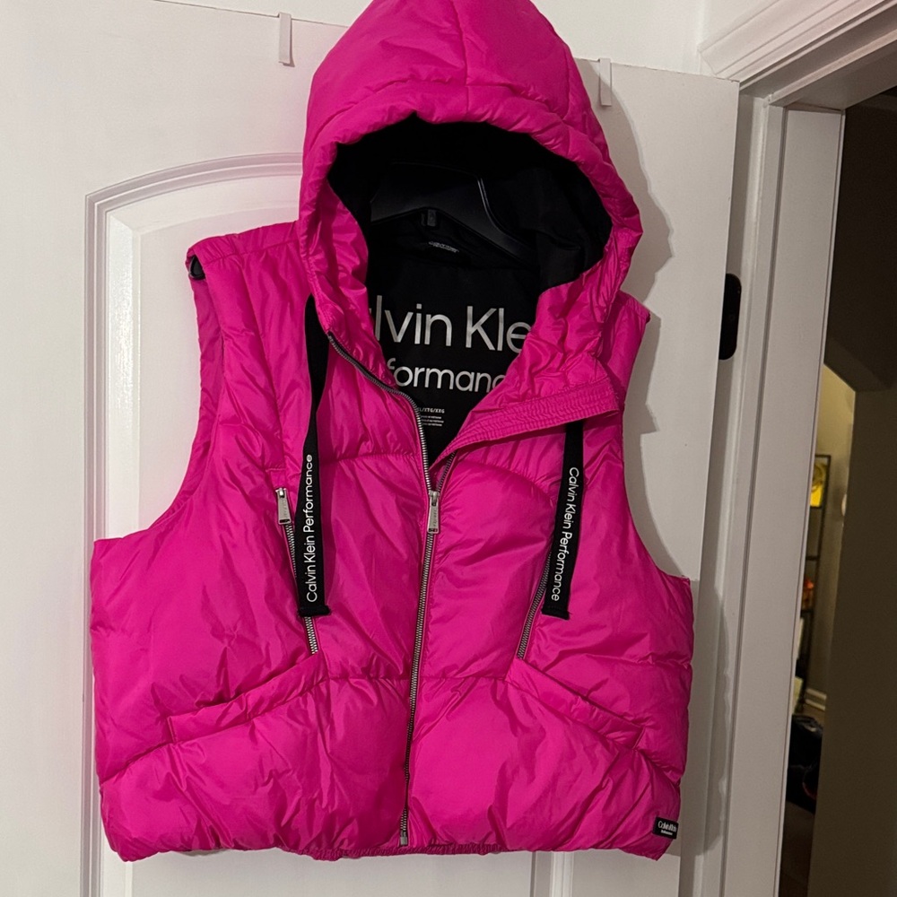 Calvin Klein Fuchsia Hooded Puffer Vest